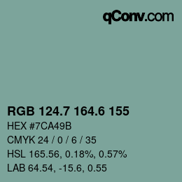カラーコード: RGB 124.7 164.6 155 | qconv.com