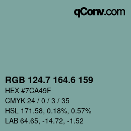 カラーコード: RGB 124.7 164.6 159 | qconv.com