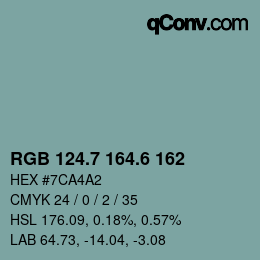 カラーコード: RGB 124.7 164.6 162 | qconv.com