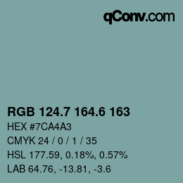 カラーコード: RGB 124.7 164.6 163 | qconv.com
