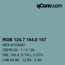 カラーコード: RGB 124.7 164.6 167 | qconv.com