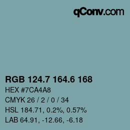 カラーコード: RGB 124.7 164.6 168 | qconv.com