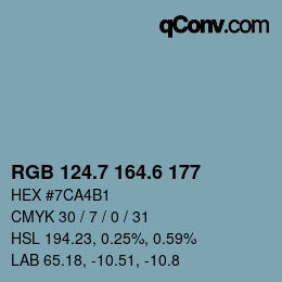 カラーコード: RGB 124.7 164.6 177 | qconv.com