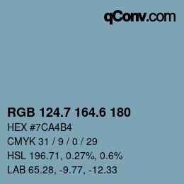 カラーコード: RGB 124.7 164.6 180 | qconv.com