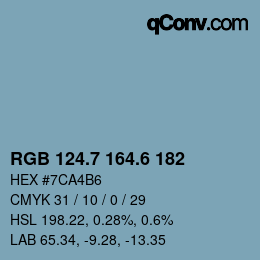 カラーコード: RGB 124.7 164.6 182 | qconv.com