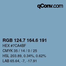 カラーコード: RGB 124.7 164.6 191 | qconv.com
