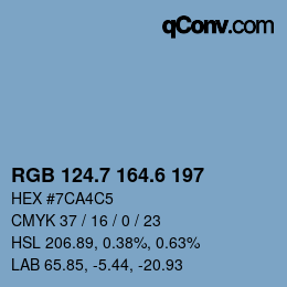 カラーコード: RGB 124.7 164.6 197 | qconv.com