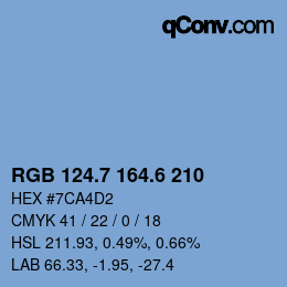 カラーコード: RGB 124.7 164.6 210 | qconv.com