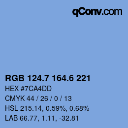 カラーコード: RGB 124.7 164.6 221 | qconv.com