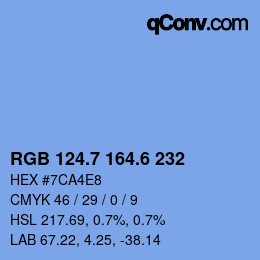 カラーコード: RGB 124.7 164.6 232 | qconv.com