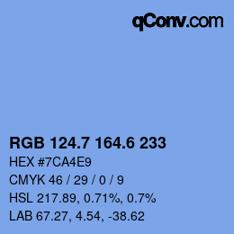 カラーコード: RGB 124.7 164.6 233 | qconv.com