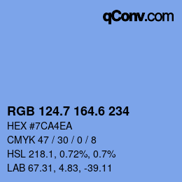 カラーコード: RGB 124.7 164.6 234 | qconv.com