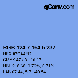 カラーコード: RGB 124.7 164.6 237 | qconv.com