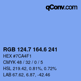 カラーコード: RGB 124.7 164.6 241 | qconv.com