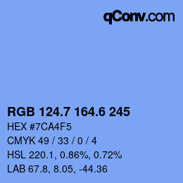 カラーコード: RGB 124.7 164.6 245 | qconv.com