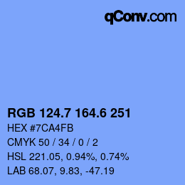 カラーコード: RGB 124.7 164.6 251 | qconv.com
