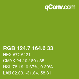 カラーコード: RGB 124.7 164.6 33 | qconv.com