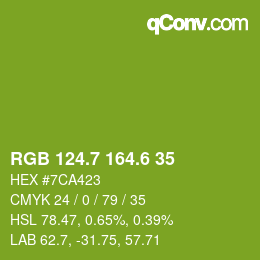 カラーコード: RGB 124.7 164.6 35 | qconv.com