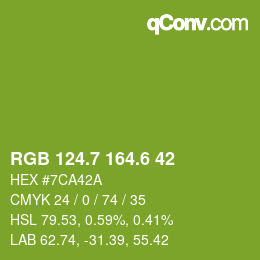 カラーコード: RGB 124.7 164.6 42 | qconv.com