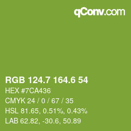 カラーコード: RGB 124.7 164.6 54 | qconv.com