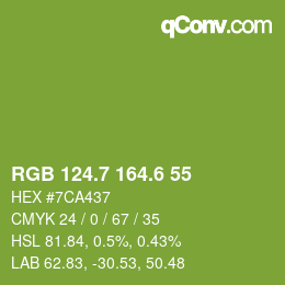 カラーコード: RGB 124.7 164.6 55 | qconv.com