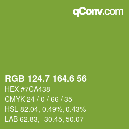カラーコード: RGB 124.7 164.6 56 | qconv.com