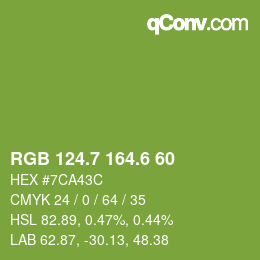 カラーコード: RGB 124.7 164.6 60 | qconv.com