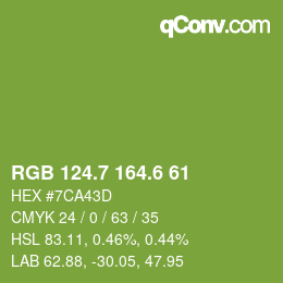 カラーコード: RGB 124.7 164.6 61 | qconv.com