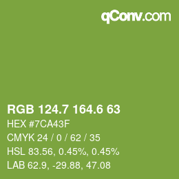 カラーコード: RGB 124.7 164.6 63 | qconv.com