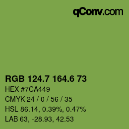 カラーコード: RGB 124.7 164.6 73 | qconv.com