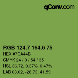 カラーコード: RGB 124.7 164.6 75 | qconv.com