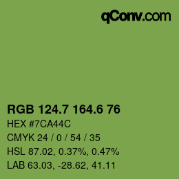 カラーコード: RGB 124.7 164.6 76 | qconv.com