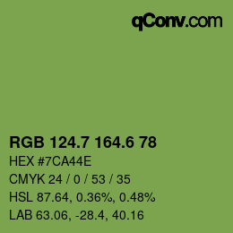 カラーコード: RGB 124.7 164.6 78 | qconv.com
