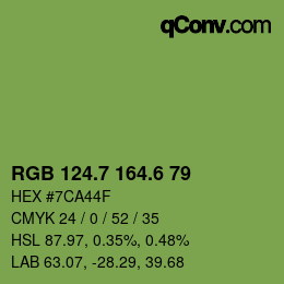 カラーコード: RGB 124.7 164.6 79 | qconv.com