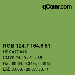 カラーコード: RGB 124.7 164.6 81 | qconv.com