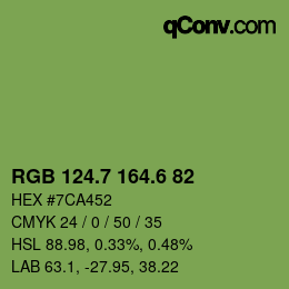 カラーコード: RGB 124.7 164.6 82 | qconv.com