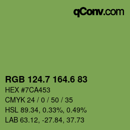 カラーコード: RGB 124.7 164.6 83 | qconv.com