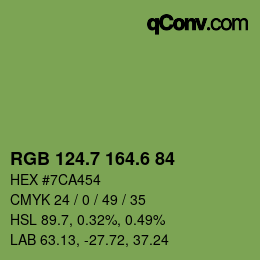 カラーコード: RGB 124.7 164.6 84 | qconv.com