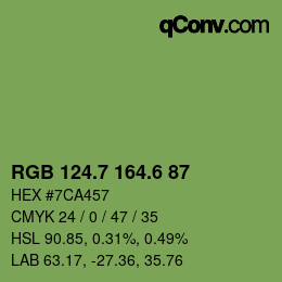 カラーコード: RGB 124.7 164.6 87 | qconv.com