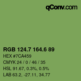 カラーコード: RGB 124.7 164.6 89 | qconv.com