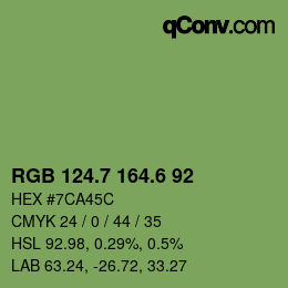 カラーコード: RGB 124.7 164.6 92 | qconv.com