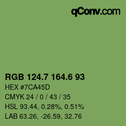 カラーコード: RGB 124.7 164.6 93 | qconv.com