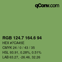 カラーコード: RGB 124.7 164.6 94 | qconv.com