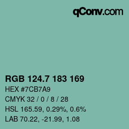カラーコード: RGB 124.7 183 169 | qconv.com