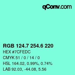 カラーコード: RGB 124.7 254.6 220 | qconv.com