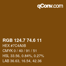 カラーコード: RGB 124.7 74.6 11 | qconv.com