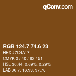 カラーコード: RGB 124.7 74.6 23 | qconv.com