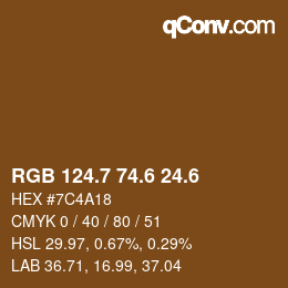 カラーコード: RGB 124.7 74.6 24.6 | qconv.com