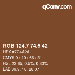 カラーコード: RGB 124.7 74.6 42 | qconv.com