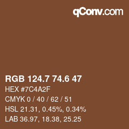 カラーコード: RGB 124.7 74.6 47 | qconv.com